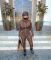 Fashion women's brown two-piece set, sexy tight pants, long sleeved two-piece set
