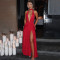 New sexy hanging neck backless shiny silk long dress cross-border hot selling V-neck slit slim fit dress