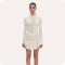 Elegant long sleeved V-neck slim fit pleated breasted dress for foreign trade