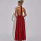 New sexy hanging neck backless shiny silk long dress cross-border hot selling V-neck slit slim fit dress