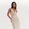 French polka dot suspender collar dress cross-border new fashionable and sexy sleeveless chiffon backless long dress