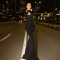 Ladies' elegant high neck fishtail dress cross-border sexy round neck long sleeved tight fitting dress