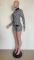 Nightclub style sexy tight fitting houndstooth long sleeved jumpsuit shorts