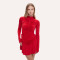 Elegant long sleeved V-neck slim fit pleated breasted dress for foreign trade
