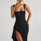 Evening gown fashionable and sexy suspender long dress cross-border new style backless high slit dress