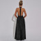 New sexy hanging neck backless shiny silk long dress cross-border hot selling V-neck slit slim fit dress