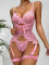 Black lace sexy patchwork perspective slim fit with leg circumference lace bra set for women
