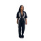 Velvet stand up collar 7-inch sleeve off shoulder style waist cinching long zipper jumpsuit pants