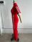Velvet stand up collar 7-inch sleeve off shoulder style waist cinching long zipper jumpsuit pants