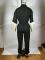 Velvet stand up collar 7-inch sleeve off shoulder style waist cinching long zipper jumpsuit pants