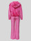Autumn and winter women's fashionable loose velvet hooded long sleeved zipper straight leg pants set