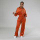 Autumn and Winter Casual Velvet Long Sleeve Elastic Waist Zipper Jacket Long Pants Sports Set