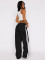 Autumn and winter contrasting elastic waistband drawstring loose straight leg pants, casual fashion with plush sports pants