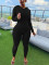Autumn and winter casual women's sports long sleeved hooded top, tight pants, solid color fitness suit