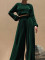 Autumn and winter casual pleated women's fashion solid color long sleeved round neck top wide leg pants set