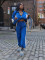 Autumn and winter street women's casual long sleeved zipper waist up top with drawstring straight leg pants set