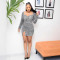 Sexy sequin slit mini hip hugging dress
