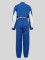 Autumn and winter street women's casual long sleeved zipper waist up top with drawstring straight leg pants set