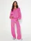 Autumn and winter women's fashionable loose velvet hooded long sleeved zipper straight leg pants set