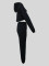 Ladies' casual autumn and winter plus velvet drawstring long sleeved short hoodie with vest and jogging pants