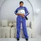 Fashion women's color blocked long sleeved stand up collar zipper drawstring pocket pants casual set