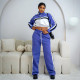 Fashion women's color blocked long sleeved stand up collar zipper drawstring pocket pants casual set