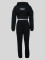 Ladies' casual autumn and winter plus velvet drawstring long sleeved short hoodie with vest and jogging pants