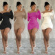 Trendy one shoulder sexy slim fit long sleeved dress