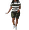 New casual short sleeved shorts camouflage leopard print set