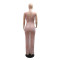 Backless printed round neck dress, hip hugging long skirt, sleeveless design for women