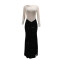 Round neck high slit hot stamping dress, fashionable dress