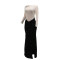 Round neck high slit hot stamping dress, fashionable dress