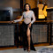 Round neck high slit hot stamping dress, fashionable dress