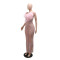 Backless printed round neck dress, hip hugging long skirt, sleeveless design for women