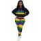 Casual Sports Stripe Positioning Printed Hoodie Two Piece Set