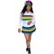 Two piece set of casual sports striped positioning printed pleated skirt