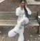 Women's fashion positioning printed hoodie hooded casual set