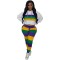 Casual Sports Stripe Positioning Printed Hoodie Two Piece Set