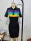 Four season commuting positioning: digital printed shirt collar, short sleeved dress, short skirt