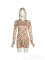 Fashion casual set with letter print hooded zipper top, tight pants two-piece set