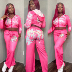 Fashion positioning printed hoodie set