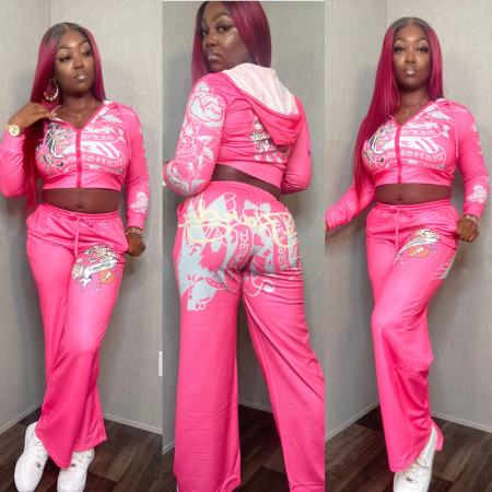Fashion positioning printed hoodie set