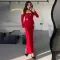 Hot selling pleated long sleeved women's long skirt, fashionable and sexy, hip hugging slim fit dress