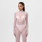 Sexy women's lace suit round neck long sleeved top slim fit waist cinching perspective two-piece set