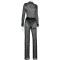 Sexy women's lace suit round neck long sleeved top slim fit waist cinching perspective two-piece set