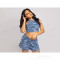 Specially designed for slim fit women with exposed navel and backless color woven European and American pants set