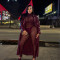 Sexy women's lace suit round neck long sleeved top slim fit waist cinching perspective two-piece set