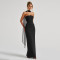 New strapless and waist cinching women's long dress with elegant ribbons, backless and sexy hip hugging dress