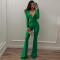 Hot selling V-neck spicy girl micro pull jumpsuit, fashionable and sexy long sleeved tight fitting jumpsuit