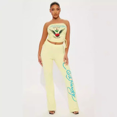Positioning printed chest wrapped pants two-piece set